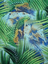 šatovka - palmové listy - zelenomodrá